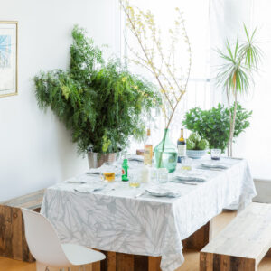 Huddleson-Italian Printed Linen Table Linens-Melita Tablecloth Oval